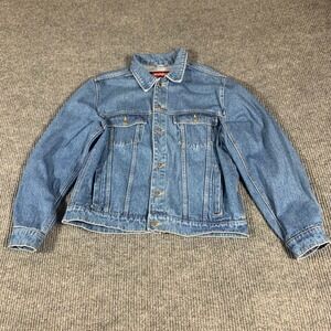 VTG Wrangler Jacket Mens Medium Blue Jean Denim Hero Button Up Western Retro 90s